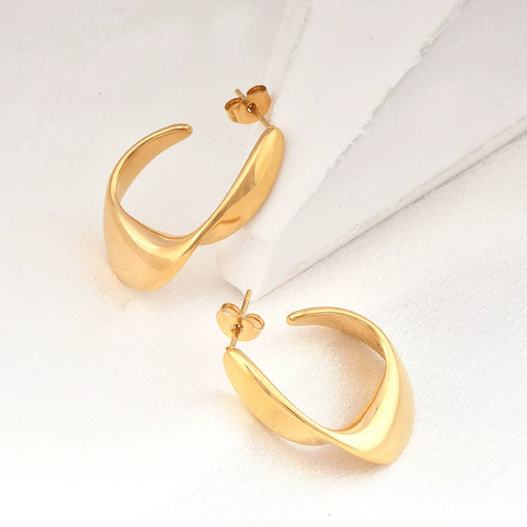 Titanium Steel Geometric Ushaped Electroplated Twist Earrings For Women