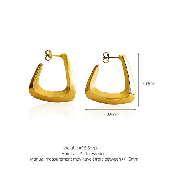 Titanium Steel Geometric Ushaped Triangle Earrings Plated With Gold