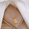 Titanium Steel Geometric Water Drop Cat's Eye Electroplated Unisex Clavicle Necklace