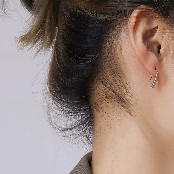 316L Stainless Steel Geometric Water Drop Curved Hook Earrings For Women With Electroplating Design