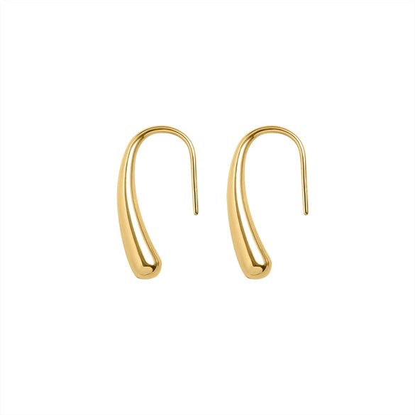 316L Stainless Steel Geometric Water Drop Curved Hook Earrings For Women With Electroplating Design
