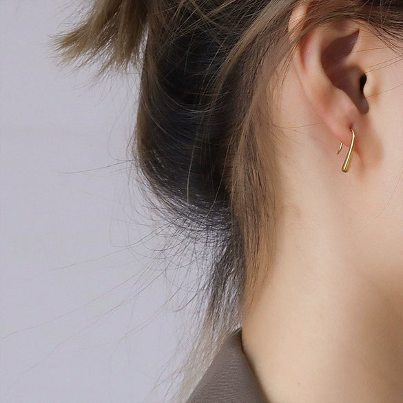 316L Stainless Steel Geometric Water Drop Curved Hook Earrings For Women With Electroplating Design