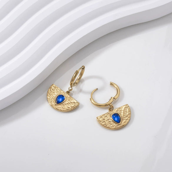 Titanium Steel Geometric Water Drop Fanshaped Pattern Women's Earrings