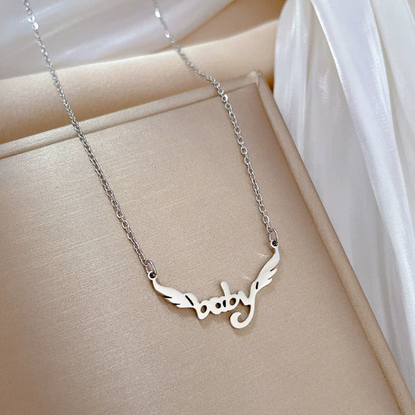 Titanium Steel Geometric Wings Fashion Minimalist Electroplated Necklace For Female