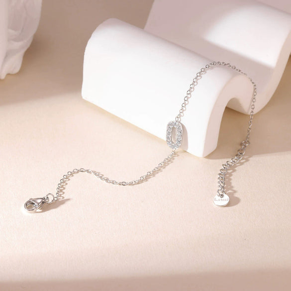 Titanium Steel Geometric Women's Bracelet With Electroplating Design And Zircon Light Luxury Niche Hand Jewelry