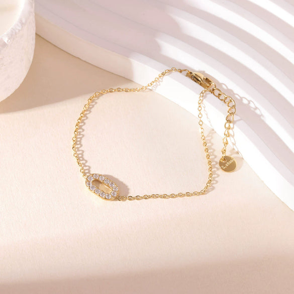 Titanium Steel Geometric Women's Bracelet With Electroplating Design And Zircon Light Luxury Niche Hand Jewelry