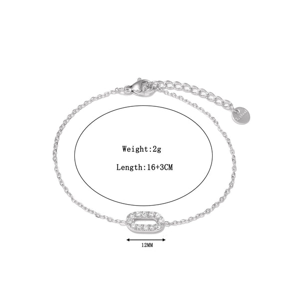 Titanium Steel Geometric Women's Bracelet With Electroplating Design And Zircon Light Luxury Niche Hand Jewelry