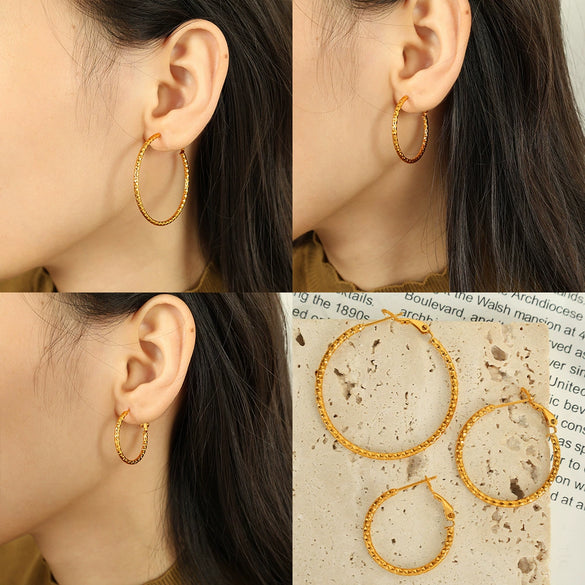 316L Stainless Steel Geometric Women's Simple Twist Earrings With Electroplating