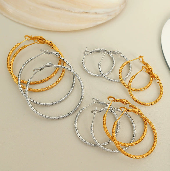 316L Stainless Steel Geometric Women's Simple Twist Earrings With Electroplating