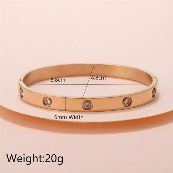 Titanium Steel Geometric Zircon Bracelet With Diamond Cut Design Fashion Stainless Steel Chain Bracelet For Women And Unisex Wear
