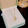 Titanium Steel Geometric Zircon Inlaid Pendant Necklace For Women Light Luxury Style