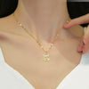 Titanium Steel Geometric Zircon Inlaid Real Gold Cute Bear Necklace For Women