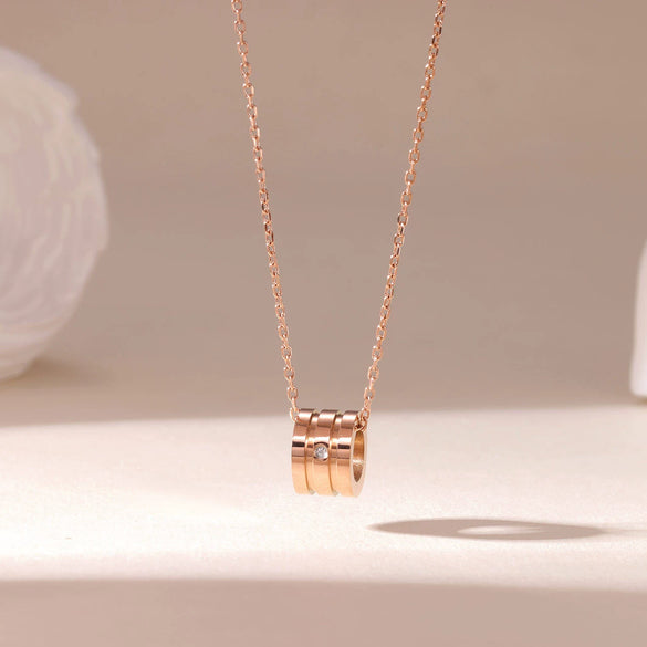 Titanium Steel Geometric Zirconencrusted Simple Necklace For Women Electroplated O Word Chain