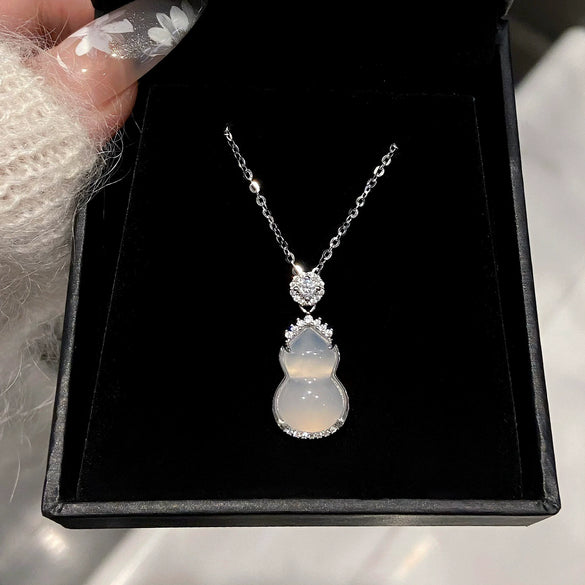 Titanium Steel Geometric Zirconia Clavicle Chain Pendant Necklace For Women Highend