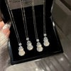 Titanium Steel Geometric Zirconia Clavicle Chain Pendant Necklace For Women Highend