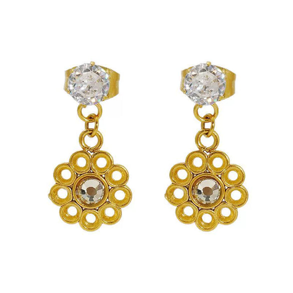 316L Stainless Steel Geometric Zirconia Earrings For Women In Ins Style