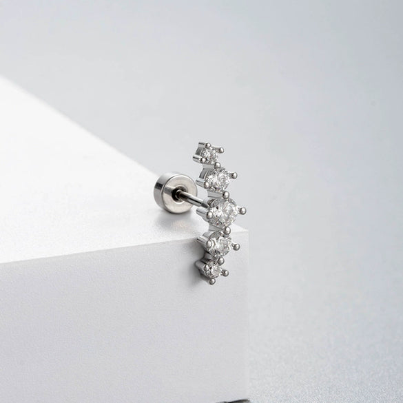 Titanium Steel Geometric Zirconia Earrings For Women