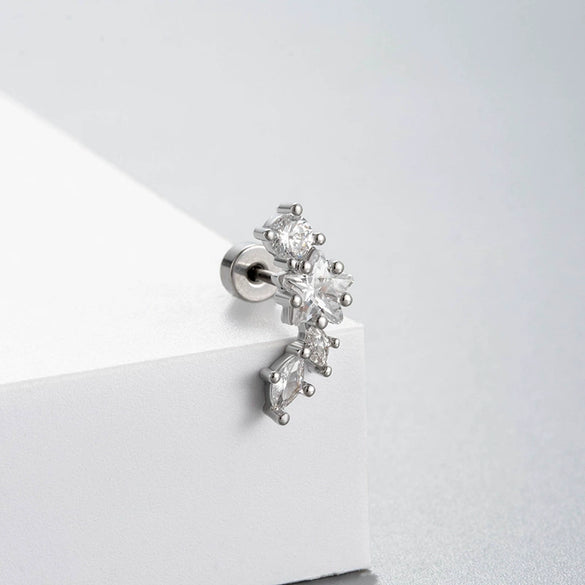 Titanium Steel Geometric Zirconia Earrings For Women