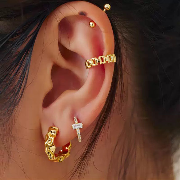 Titanium Steel Geometry Electroplated Ear Studs And Earrings