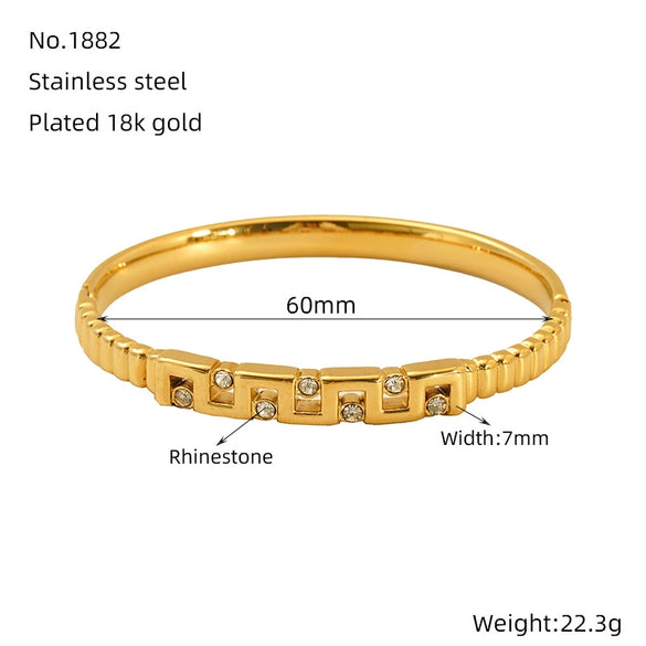 Titanium Steel Gold Electroplated Fashion Geometric Large Circle Mouth Nonfading Bracelet