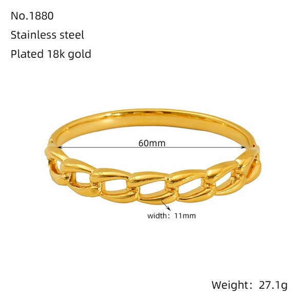 Titanium Steel Gold Electroplated Fashion Geometric Large Circle Mouth Nonfading Bracelet