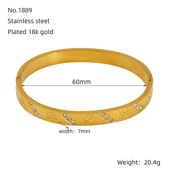 Titanium Steel Gold Electroplated Fashion Geometric Large Circle Mouth Nonfading Bracelet