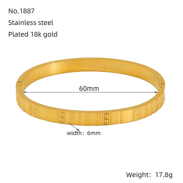Titanium Steel Gold Electroplated Fashion Geometric Large Circle Mouth Nonfading Bracelet