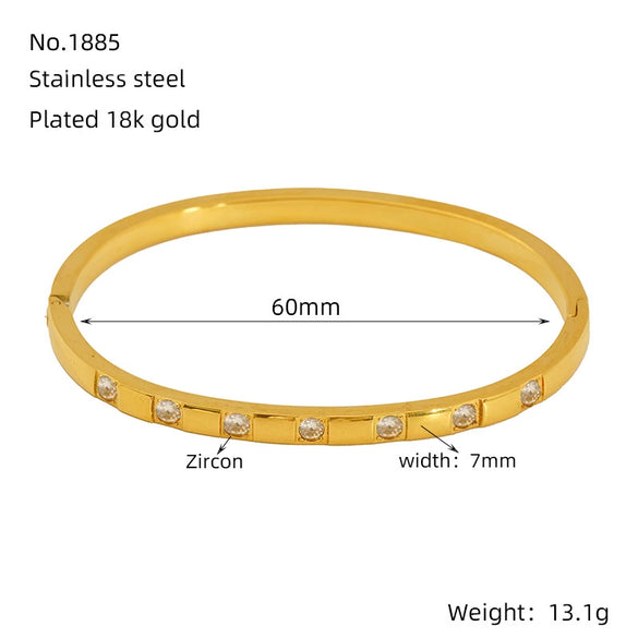 Titanium Steel Gold Electroplated Fashion Geometric Large Circle Mouth Nonfading Bracelet