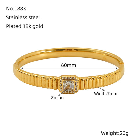 Titanium Steel Gold Electroplated Fashion Geometric Large Circle Mouth Nonfading Bracelet
