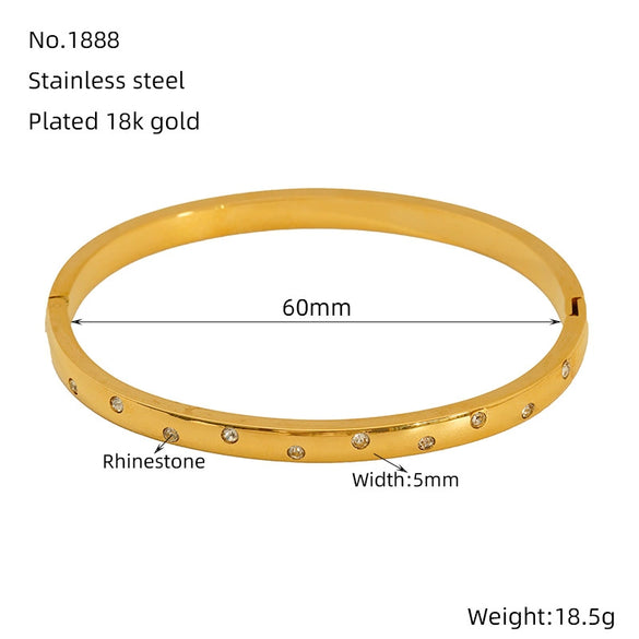 Titanium Steel Gold Electroplated Fashion Geometric Large Circle Mouth Nonfading Bracelet