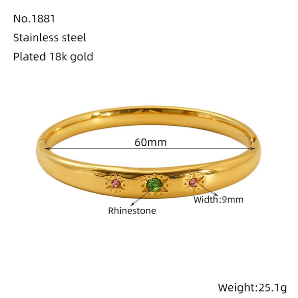 Titanium Steel Gold Electroplated Fashion Geometric Large Circle Mouth Nonfading Bracelet