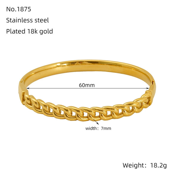 Titanium Steel Gold Electroplated Fashion Geometric Large Circle Mouth Nonfading Bracelet