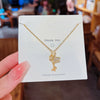 Titanium Steel Gold Inlaid Bow Pendant Necklace Cross Chain Style