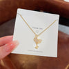 Titanium Steel Gold Inlaid Bow Pendant Necklace Cross Chain Style