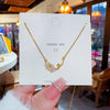 Titanium Steel Gold Inlaid Bow Pendant Necklace Cross Chain Style