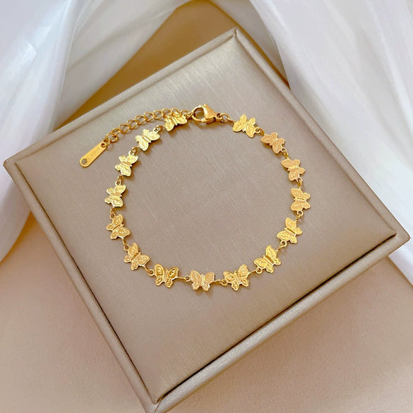Titanium Steel Gold Inlaid Constellation Pattern Women's Retro Minimalist Bracelet