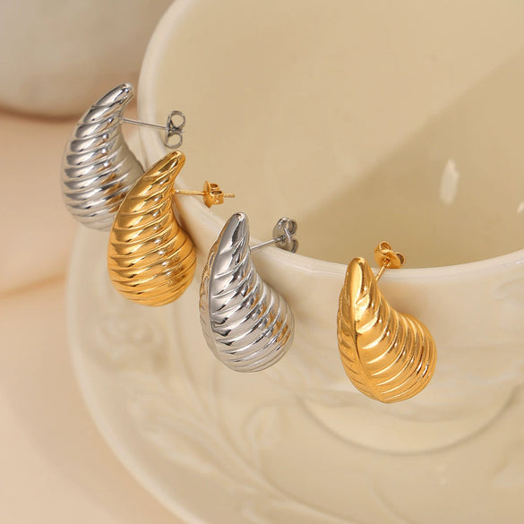 316L Stainless Steel Gold Plated Drop Shape Fashion Earrings For Women