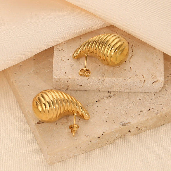 316L Stainless Steel Gold Plated Drop Shape Fashion Earrings For Women