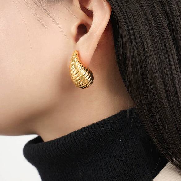 316L Stainless Steel Gold Plated Drop Shape Fashion Earrings For Women
