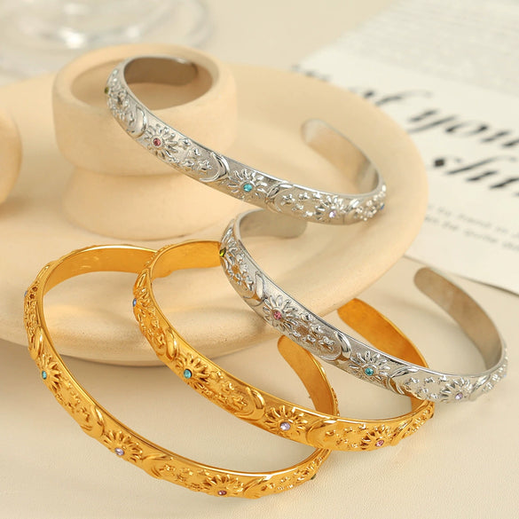 316L Stainless Steel Gold Plated Electroplated Geometric Minimalist Bracelet