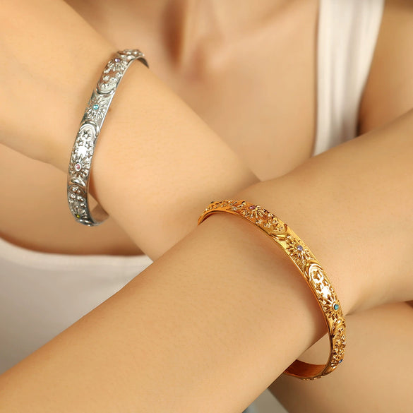 316L Stainless Steel Gold Plated Electroplated Geometric Minimalist Bracelet