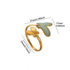 Titanium Steel Gold Plated Enamel Butterfly Open Ring In Pink And Blue Two Tone Design With Oil Drop Finish Unisex Fashion Jewelry