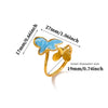 Titanium Steel Gold Plated Enamel Butterfly Open Ring In Pink And Blue Two Tone Design With Oil Drop Finish Unisex Fashion Jewelry