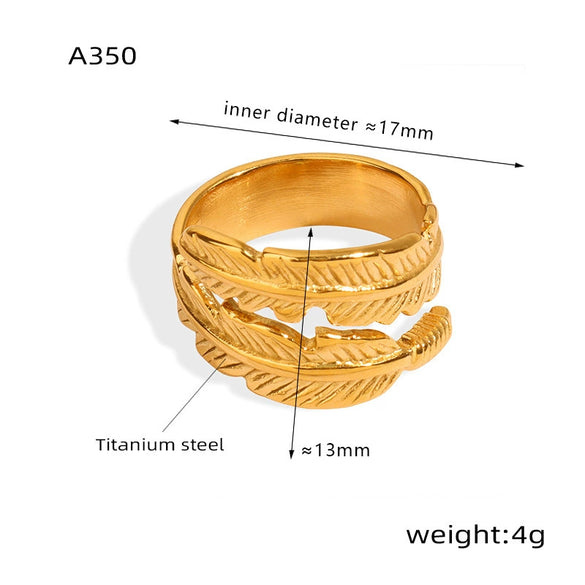 316L Stainless Steel Gold Plated Feather Design Personality Women's Bracelet Jewelry