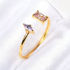 Titanium Steel Gold Plated Geometric Alien Double Line Symmetrical Ring