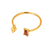 Titanium Steel Gold Plated Geometric Alien Double Line Symmetrical Ring