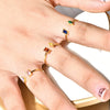 Titanium Steel Gold Plated Geometric Alien Double Line Symmetrical Ring