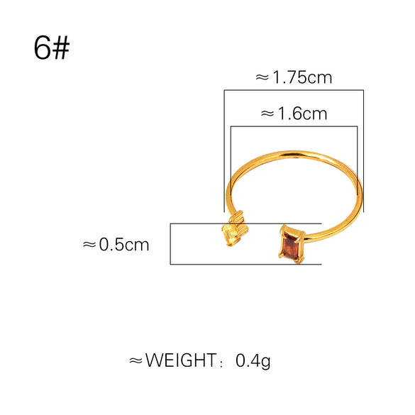 Titanium Steel Gold Plated Geometric Alien Double Line Symmetrical Ring