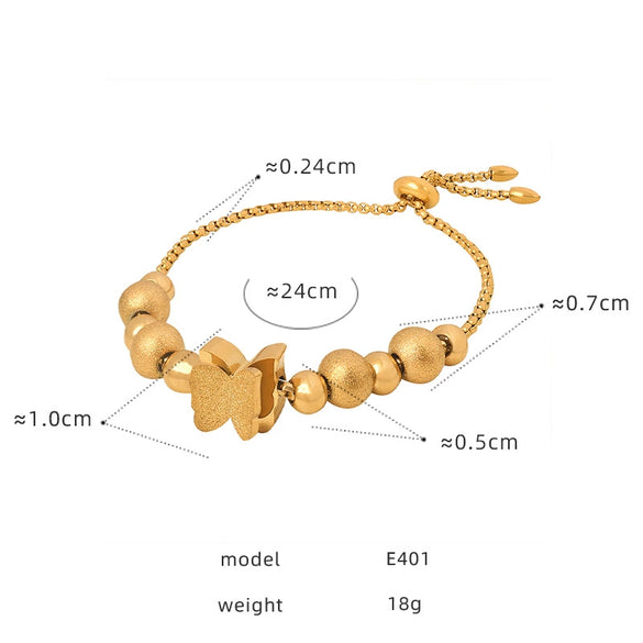 316L Stainless Steel Gold Plated Geometric Beaded Women's Fashion Light Luxury Allmatch Bracelet