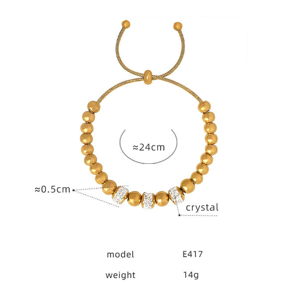 316L Stainless Steel Gold Plated Geometric Beaded Women's Fashion Light Luxury Allmatch Bracelet